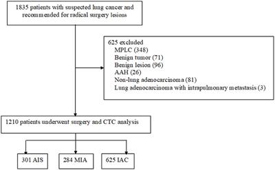 Preoperative levels of folate receptor-positive circulating tumor cells in different subtypes of early-stage lung adenocarcinoma: Predictive value for determining extent of surgical resection